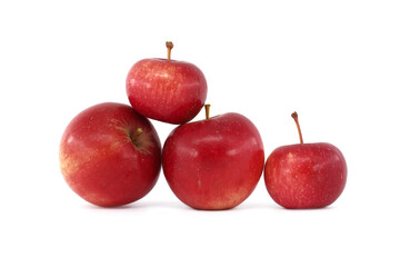 Freshly picked red apples on a white background