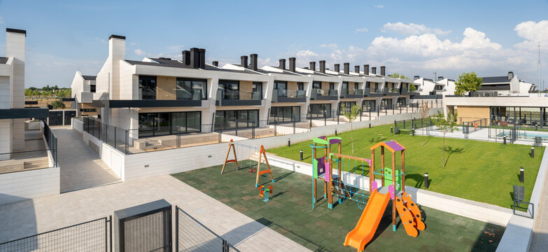 Modern home residential building complex with outdoor facilities