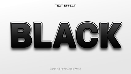 editable black text effect, text effect on white background