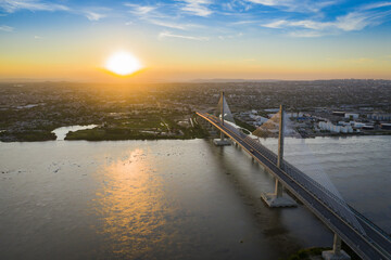 Fototapeta premium sunset over the river
