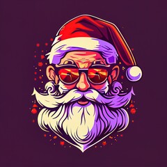 Merry Christmas Card of Happy Smile Santa Claus Portrait. White Beard Red Hat Vector Style. Concept Art Scenery. Book Illustration Video Game Scene. Serious Digital Painting. CG Artwork Background
