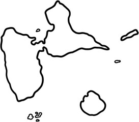 doodle freehand drawing of guadeloupe map. - obrazy, fototapety, plakaty