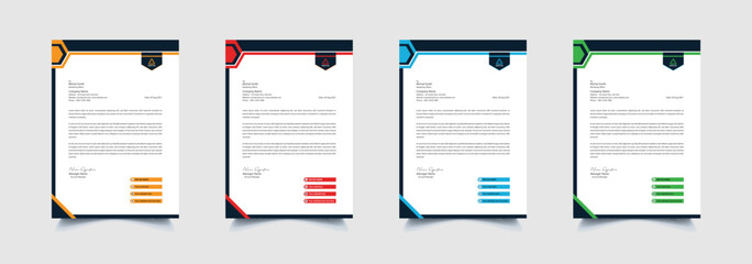 Creative and professional corporate company business letterhead template design with color variation bundle 
