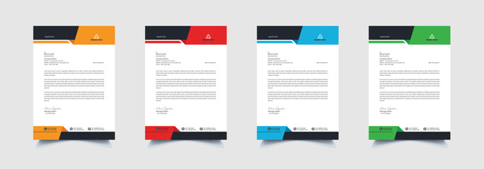 Creative and professional corporate company business letterhead template design with color variation bundle 