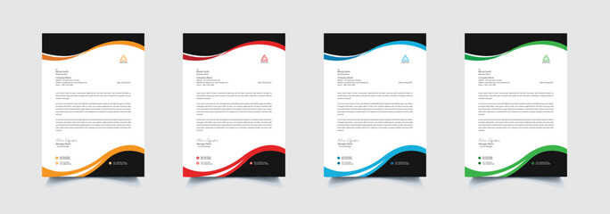 Creative and professional corporate company business letterhead template design with color variation bundle 