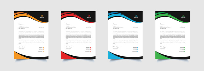 Creative and professional corporate company business letterhead template design with color variation bundle 