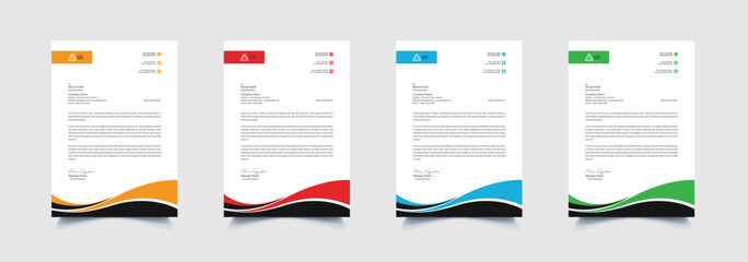 Creative and professional corporate company business letterhead template design with color variation bundle 