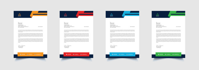 Creative and professional corporate company business letterhead template design with color variation bundle 