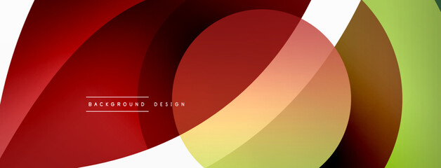 Abstract background with color geometric shapes. Beautiful minimal backdrop with round shapes circles and lines. Geometrical design. Vector illustration