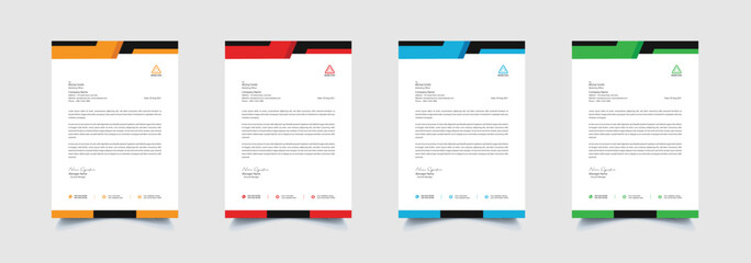 Creative and professional corporate company business letterhead template design with color variation bundle 