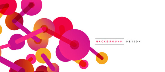 Abstract background. Round dots connected by lines. Trendy techno business template for wallpaper, banner, background or landing