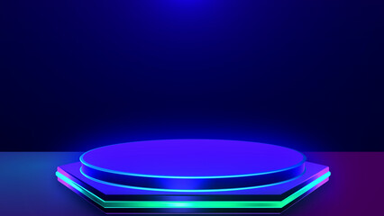 Abstract geometric 3d podium empty showcase, shop display, blank template background. Suitable for stand to show cosmetic products, presentation. 3D illustration