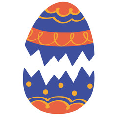 Cracked easter egg vector illustration in flat color design