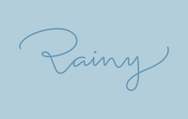 rainy season word lettering design in continuous line drawing