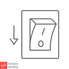 Light off, electric switch icon. Simple outline style. Power turn off button, toggle switch of position concept. Thin line vector illustration isolated on white background. Editable stroke EPS 10.