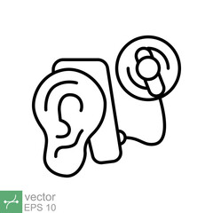 Cochlear implant icon. Simple outline style. Cybernetics, human ear with electronic device, technology, medical concept. Thin line vector illustration isolated on white background. EPS 10.