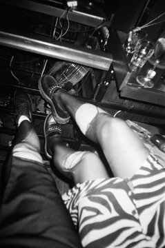 Consequences of drinking. Torn tights