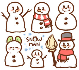 snowman cartoon drawing set