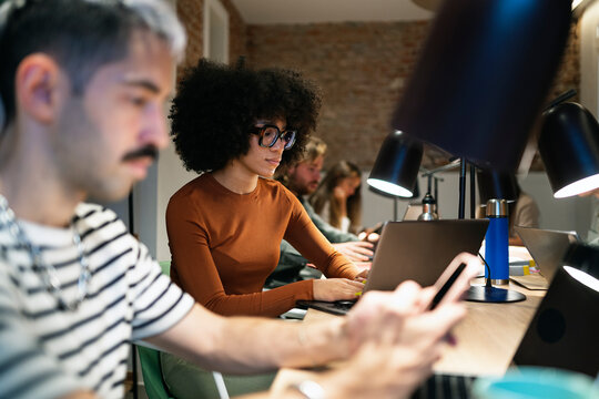 businesspeople working at office