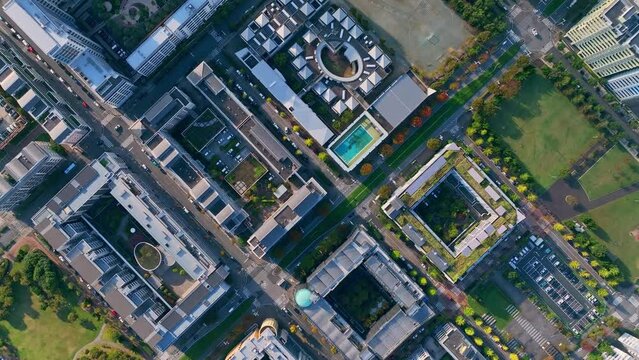 現代都市の空撮　真俯瞰