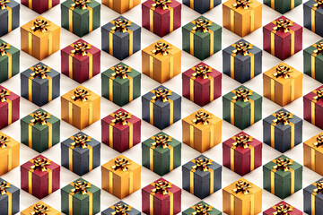 Repetitive Pattern Of Christmas Gift Boxes
