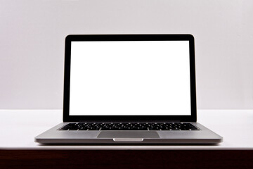 Blank screen laptop isolated background. You can put any image you want on the blank screen.
