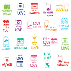 Set of Valentine`s day stickers and badges.