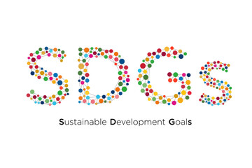 カラフルな水彩の水玉でできたSDGs（多様性）