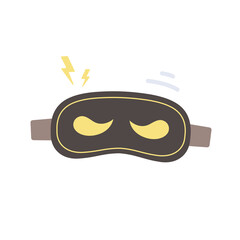Kids sleeping mask. Ninja character mask. Monster eye mask with yellow eyes is in flat style. Colorful vector illustration.