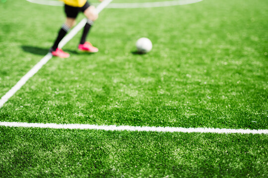 Soccer player on the green grass