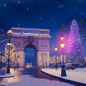 Arch of Triumph in winter