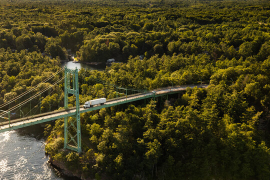 Transport Truck On Bridge