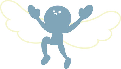 羽をつけたシンプルな人がジャンプしているイラスト