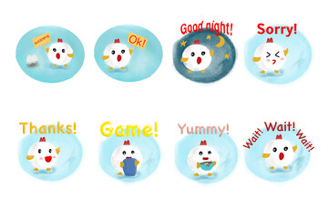 Fototapeta premium Cute Chicken sticker hand drawing.