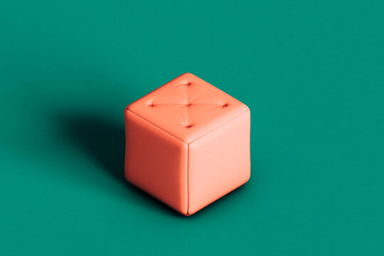 3d render of pink ottoman pouf