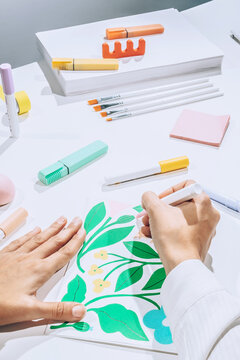 Drawing with colourful sketch.