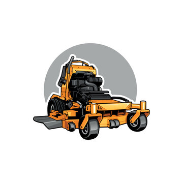Lawn mower and service illustration logo vector