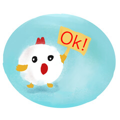 Hand drawing chicken sticker 