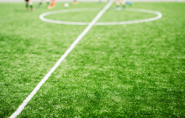 Soccer field on the green grass