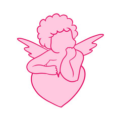 Pink Cupid Hand Drawn