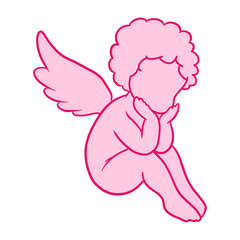 Pink Cupid Hand Drawn