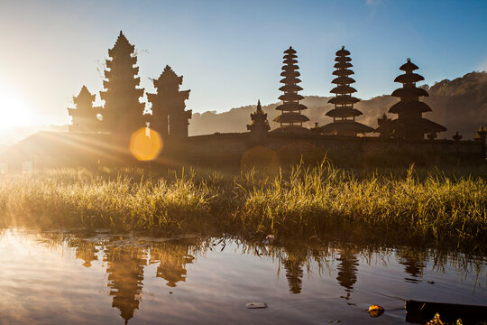 Beautiful view of Tamblingan Temple in early morning. The temple located near Tamblingan lake in Bali, Indonesia.