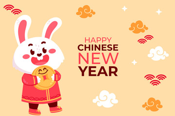 Happy chinese new year 2023 background. Year of the rabbit.  Vector Illustration.
