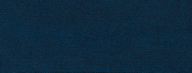 Rolgordijnen Texture of navy blue color background from textile material with wicker pattern. Structure of vintage fabric © nikol85