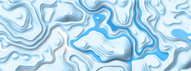 Abstract blue paper cut vector realistic relief. Background template for banners, flyers, presentations. Paper cut background.