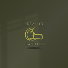 logo icon design beauty face shape woman color gold luxury simple elegant, for store, beauty products eps 10