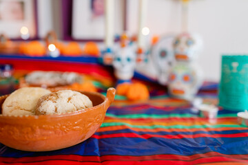 Mexican altar and offerings with bread