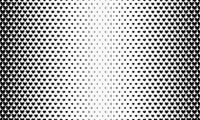 Seamless background with black hearts.  Halftone hearts pattern on transparent background.