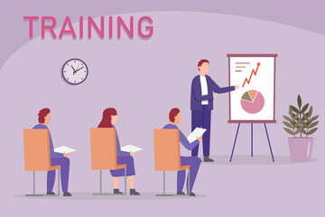 Mentor presenting charts and reports 2d vector illustration concept for banner, website, illustration, landing page, flyer, etc