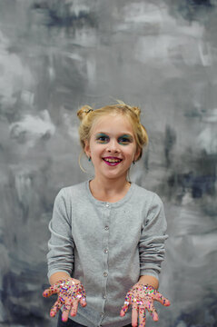 Blonde girl posing in the studio